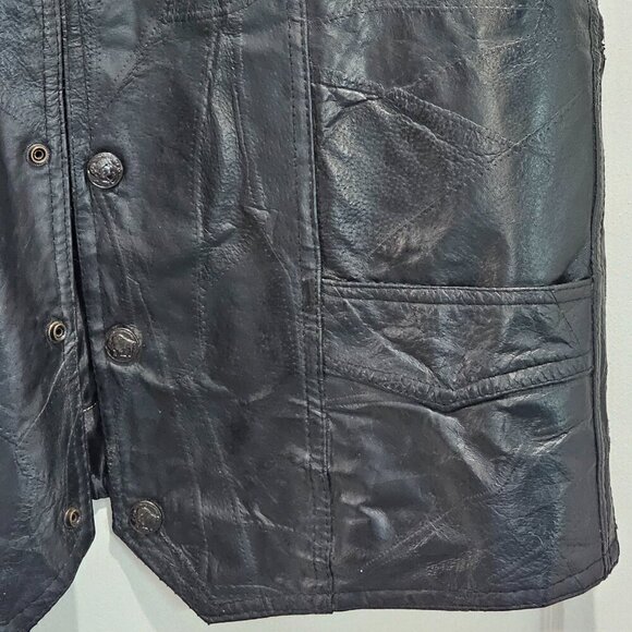 Women's Black Leather Vest - Picture 7 of 16